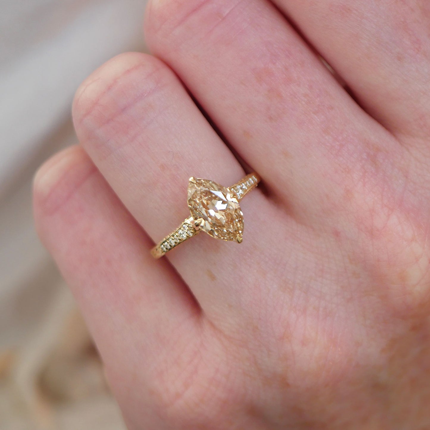 Starfall Champagne Marquise Diamond Ring