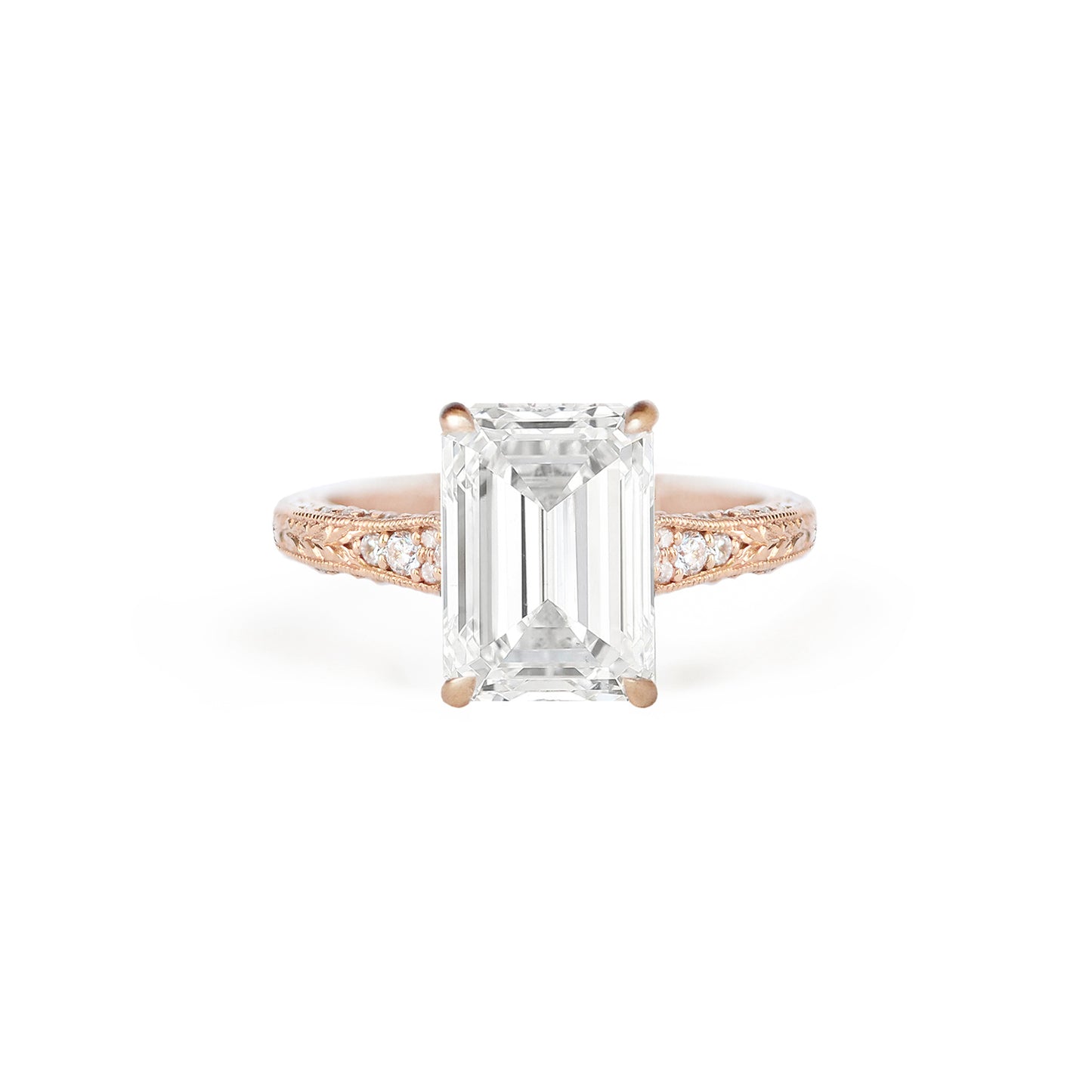 Plumeria Emerald Cut Diamond Ring