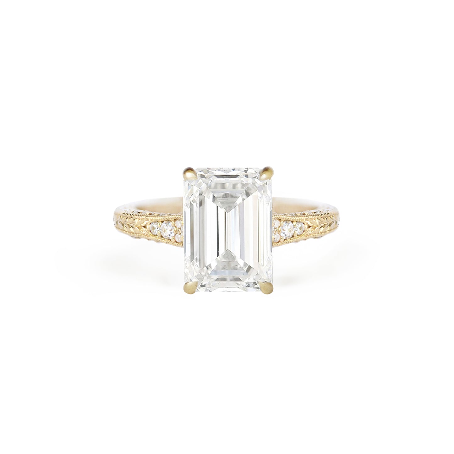 Plumeria Emerald Cut Diamond Ring