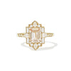 Peach Sapphire Deco Emerald & Pear Diamond Mosaic Ring