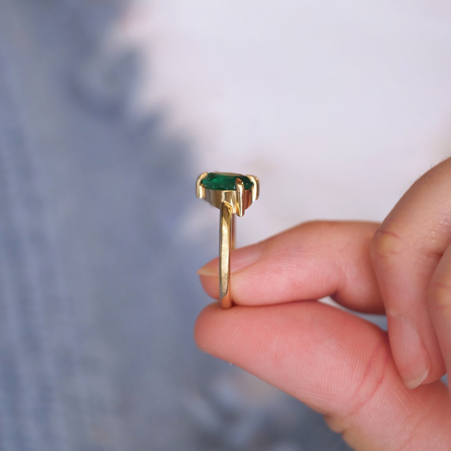 Pear Shaped Emerald & Diamond Toi et Moi Ring