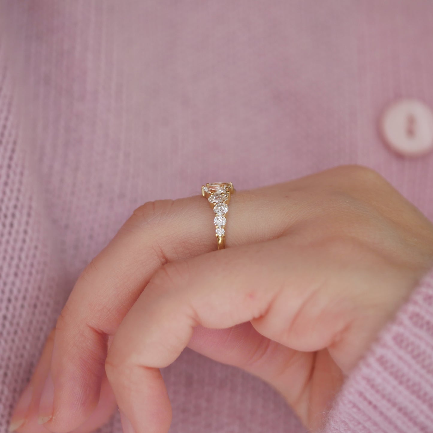 Pear & Marquise Firework Diamond Mosaic Band