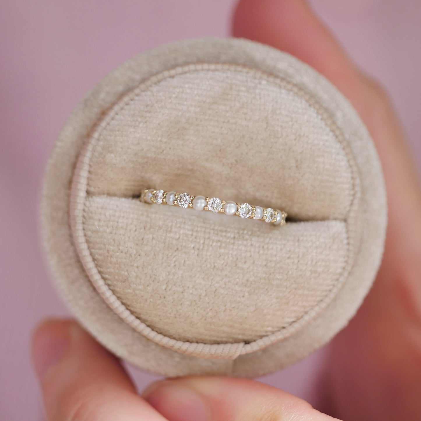 Pearl & Diamond 2mm Shared Prong Band