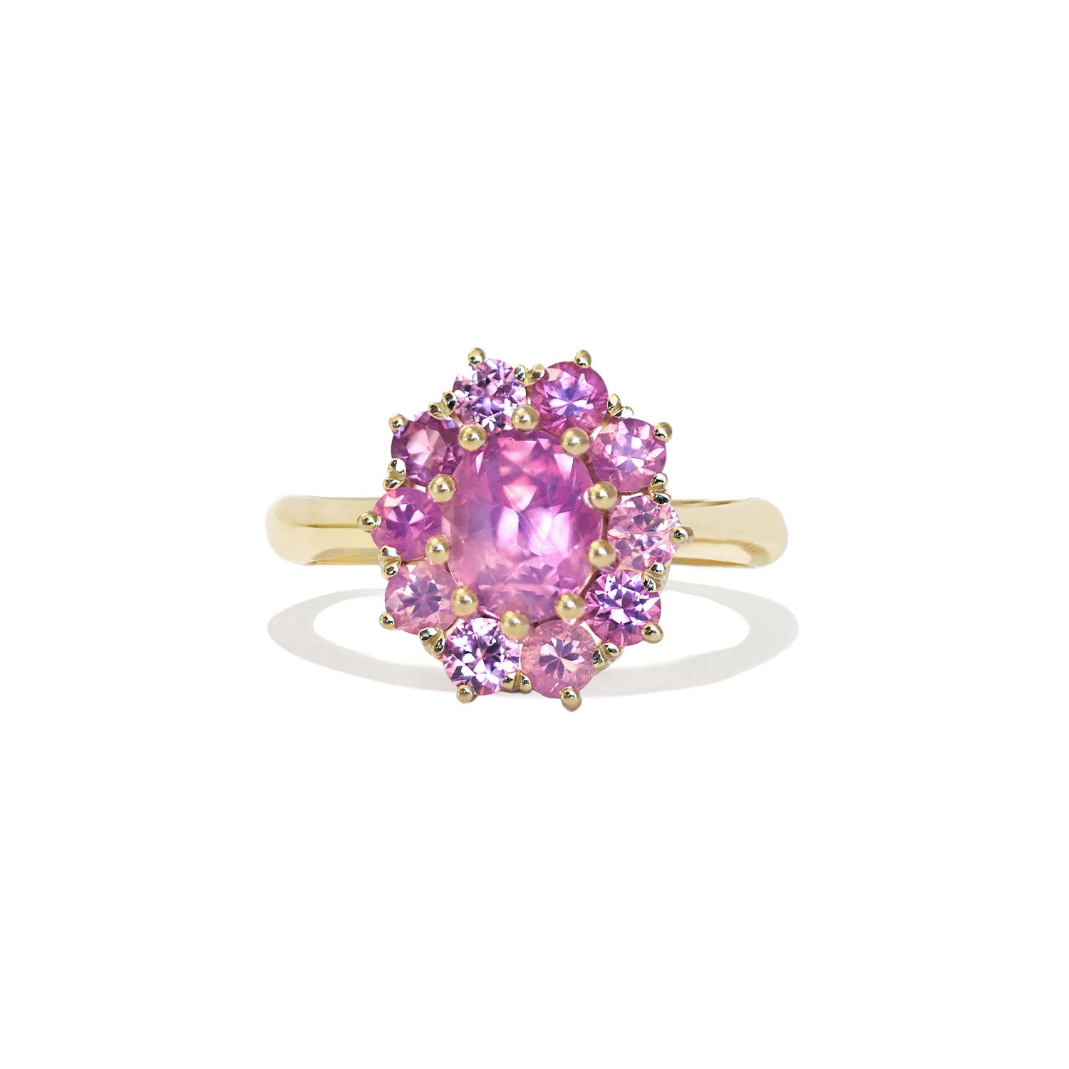 Opalescent Pink Sapphire Cluster Ring