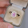 Pink Sapphire & Old Euro Diamond Cluster Ring