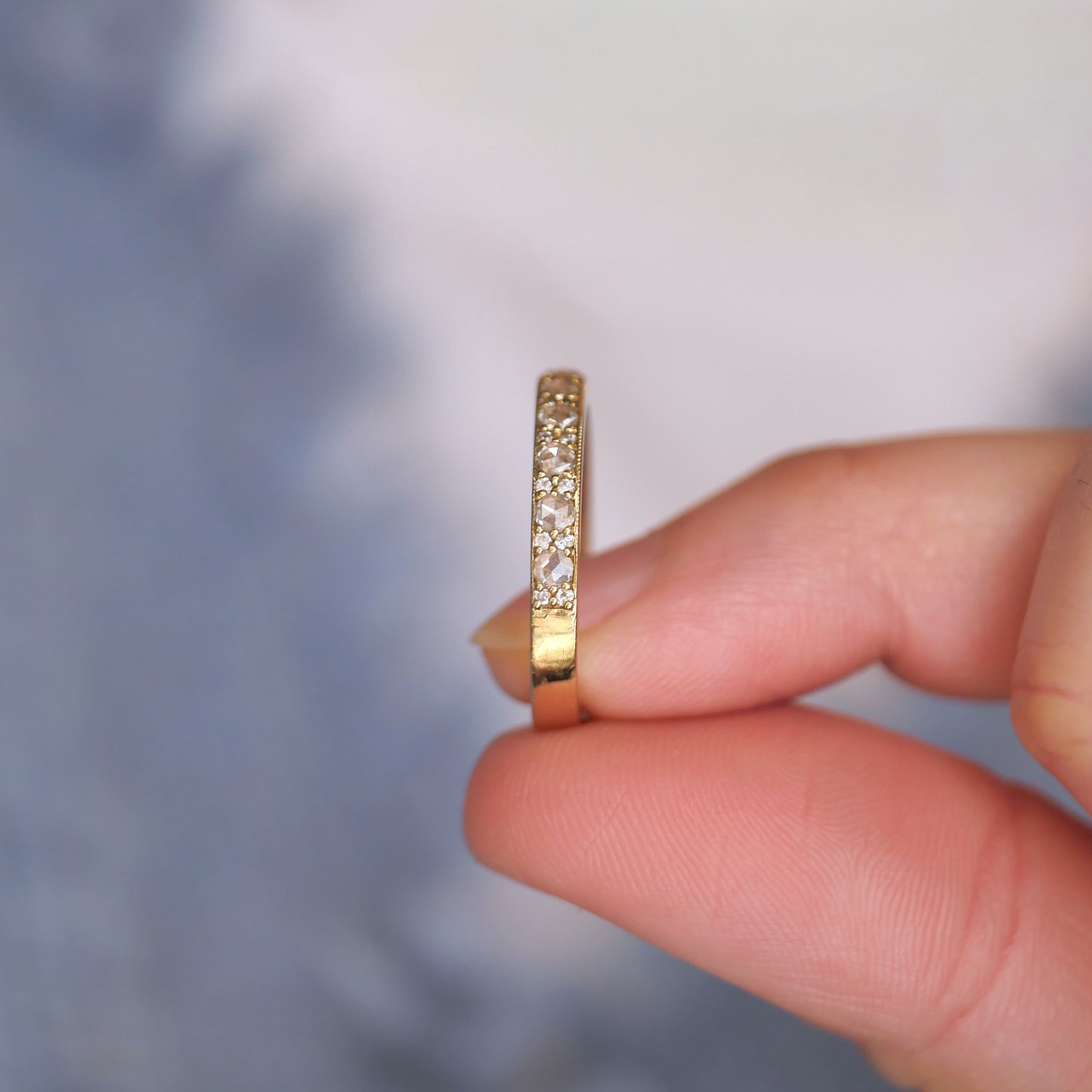 Rose Cut & Round Milgrain Diamond Mosaic Ring