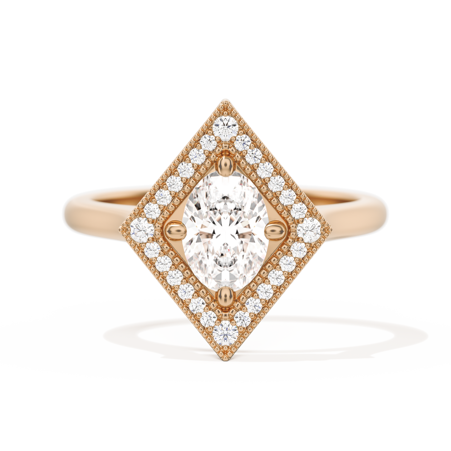 Diamond Shape Halo Oval