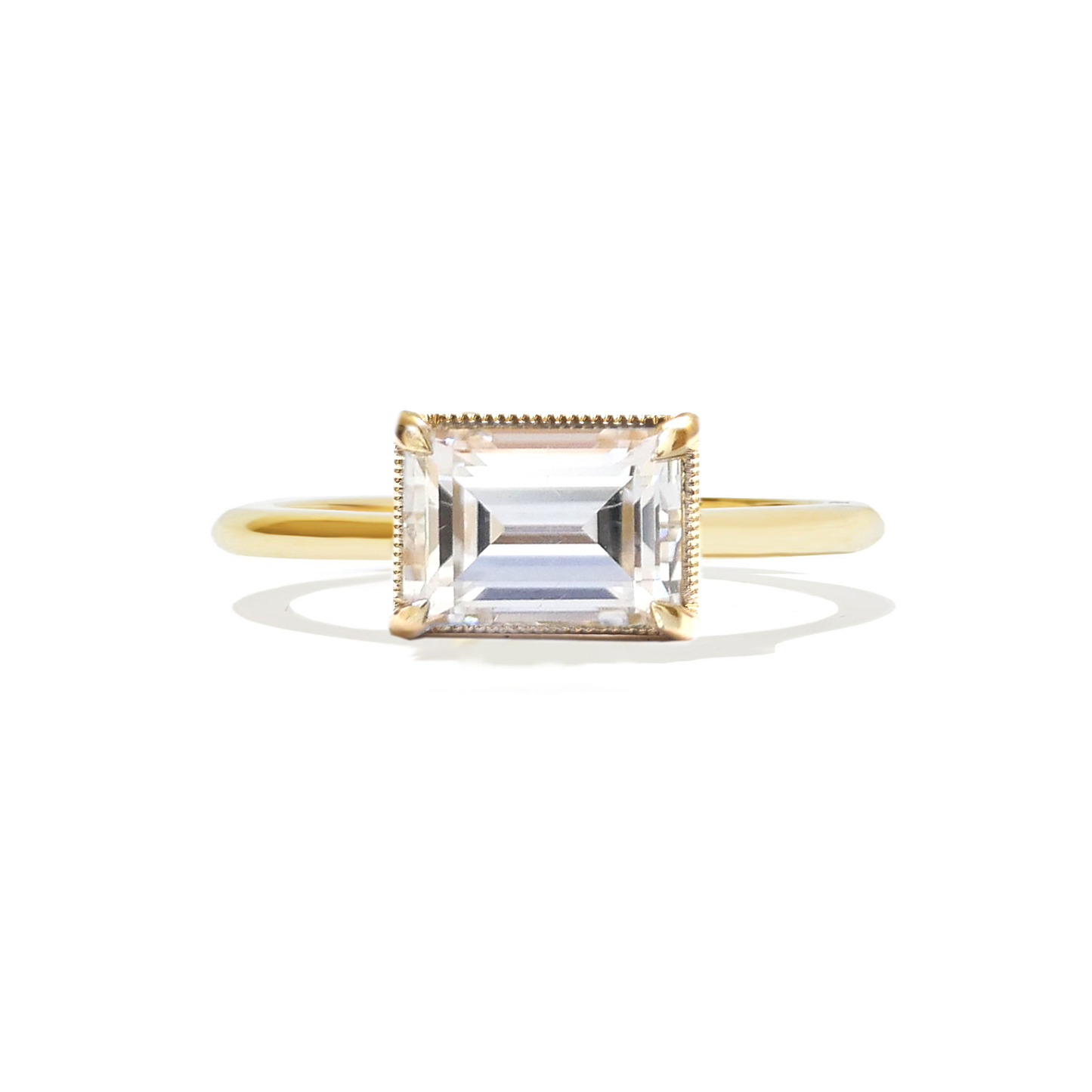 Carre Diamond East West Solitaire Ring