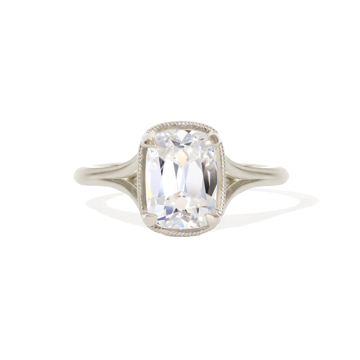 Split Shank Elongated Antique Cushion Cut Solitaire