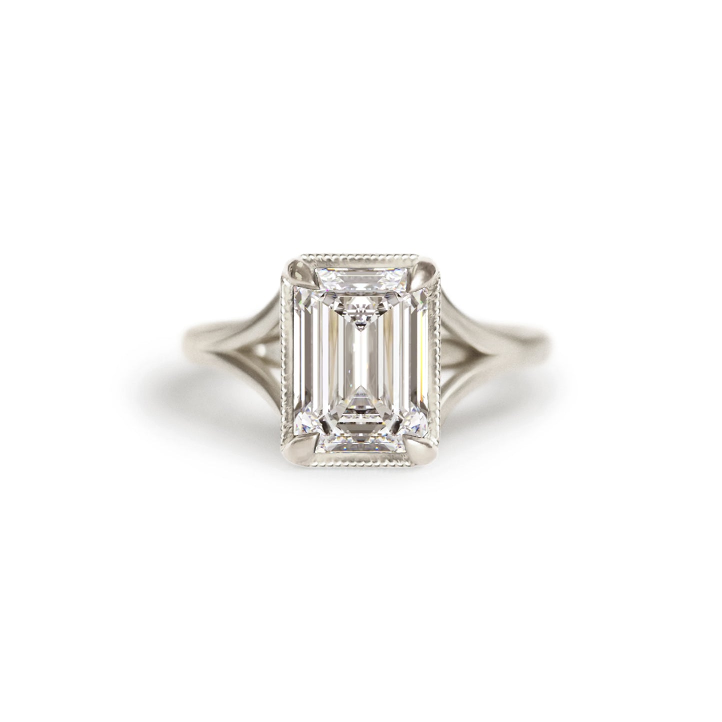 Split Shank Emerald Cut Diamond Solitaire Berlinger Jewelry