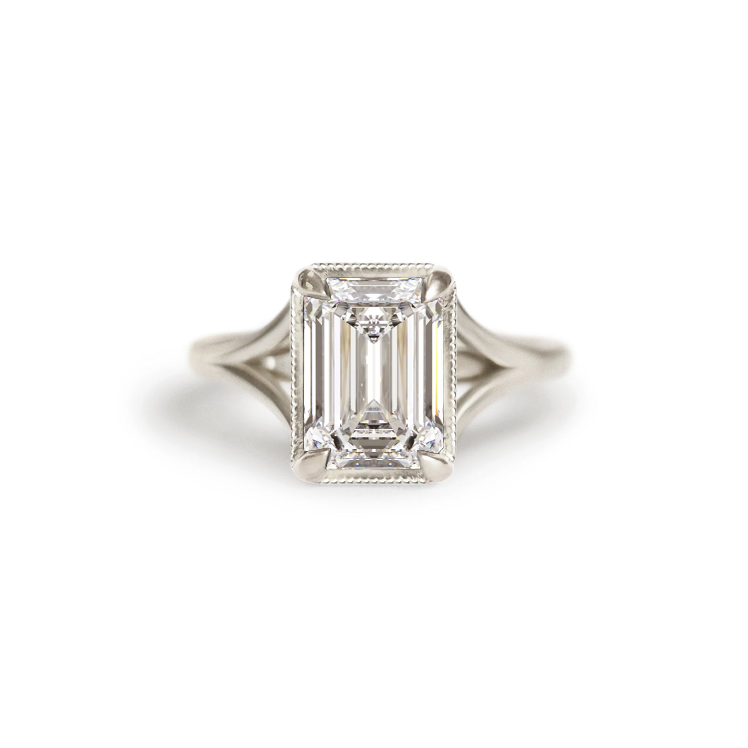 Split Shank Emerald Cut Diamond Solitaire Berlinger Jewelry