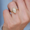 A gorgeous lab-grown marquise cut diamond takes center stage in this split shank solitaire ring.