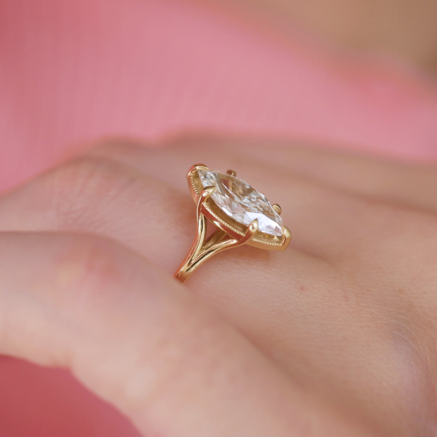 Split Shank Marquise Diamond Solitaire