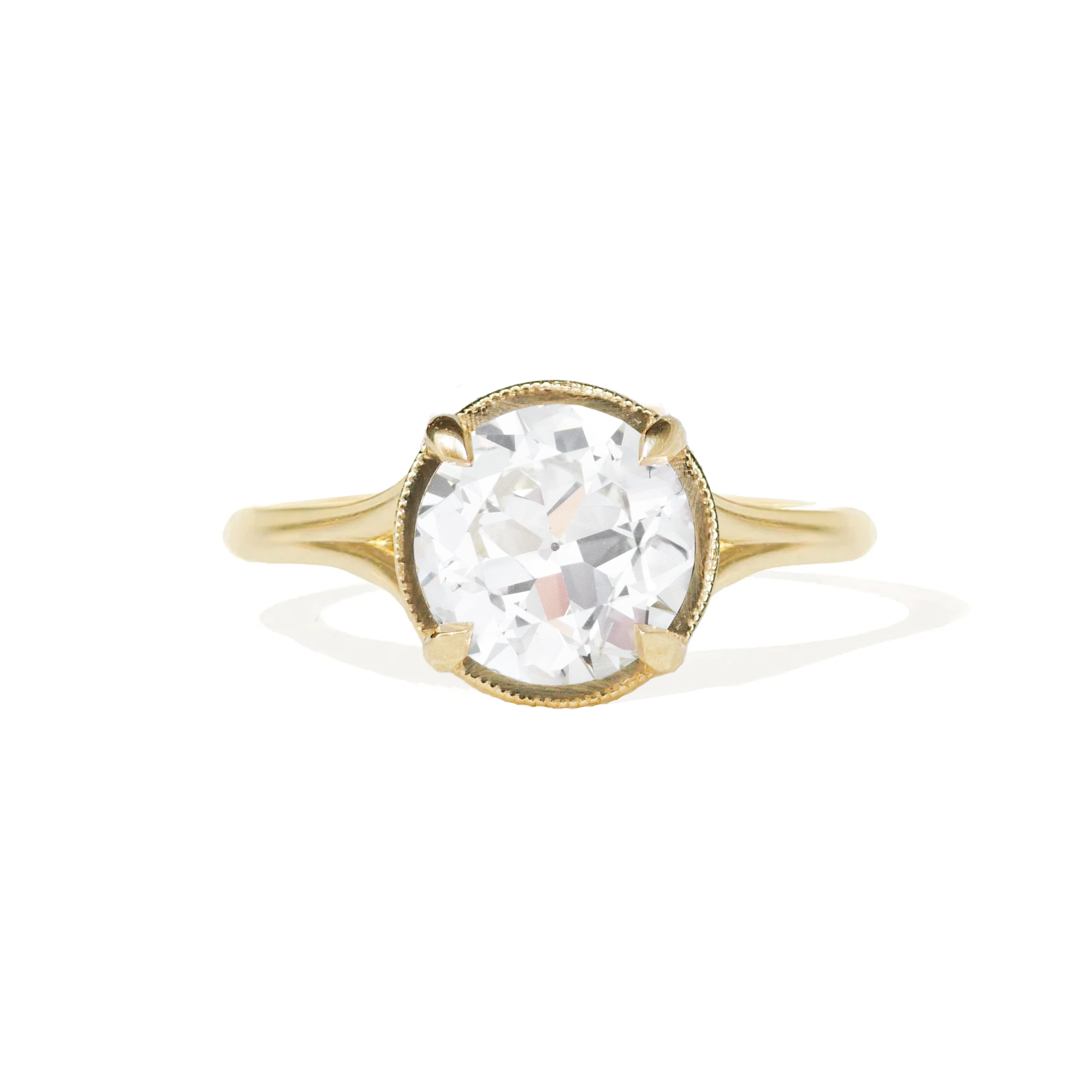 Split Shank Old European Cut Diamond Solitaire