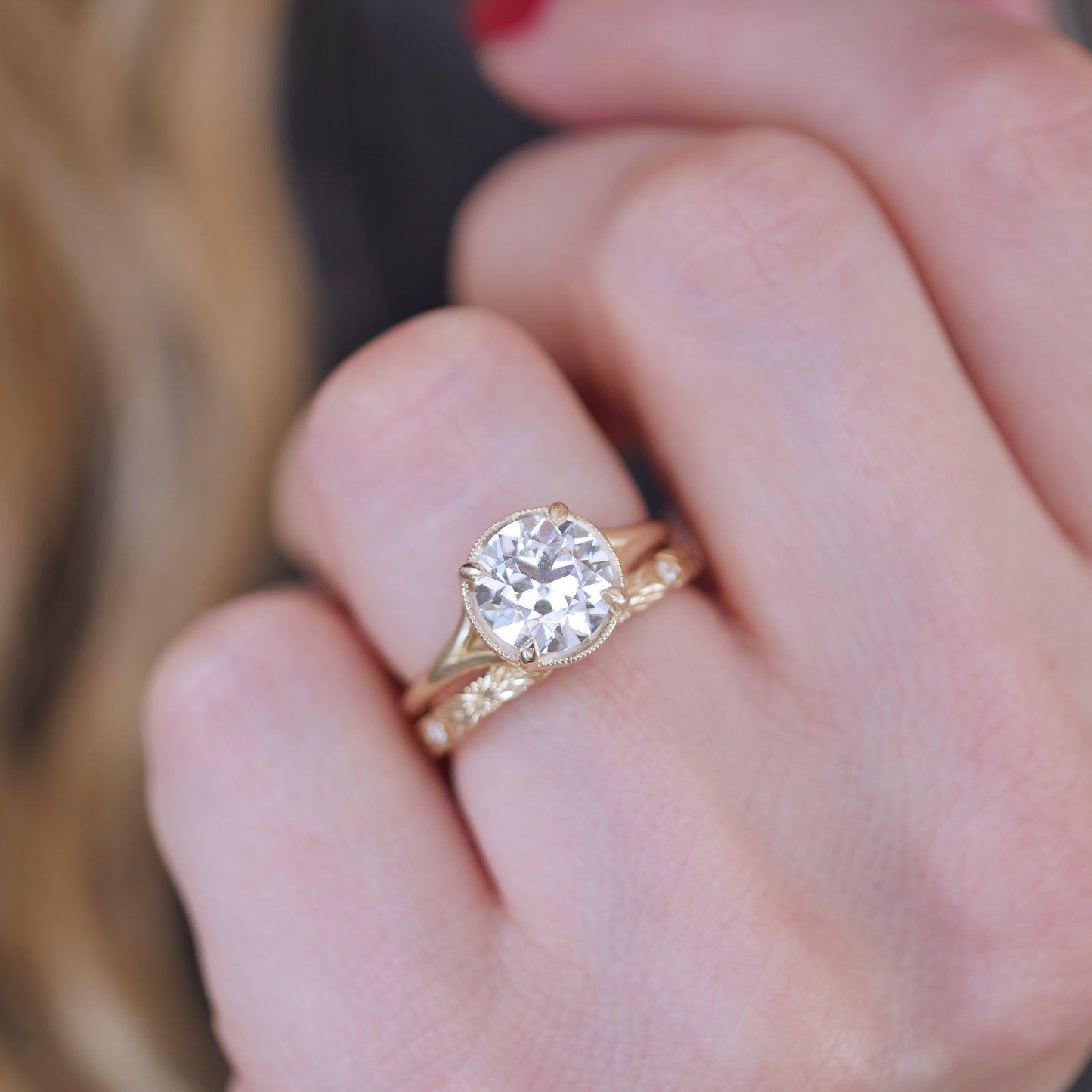 Split Shank Old European Cut Diamond Solitaire