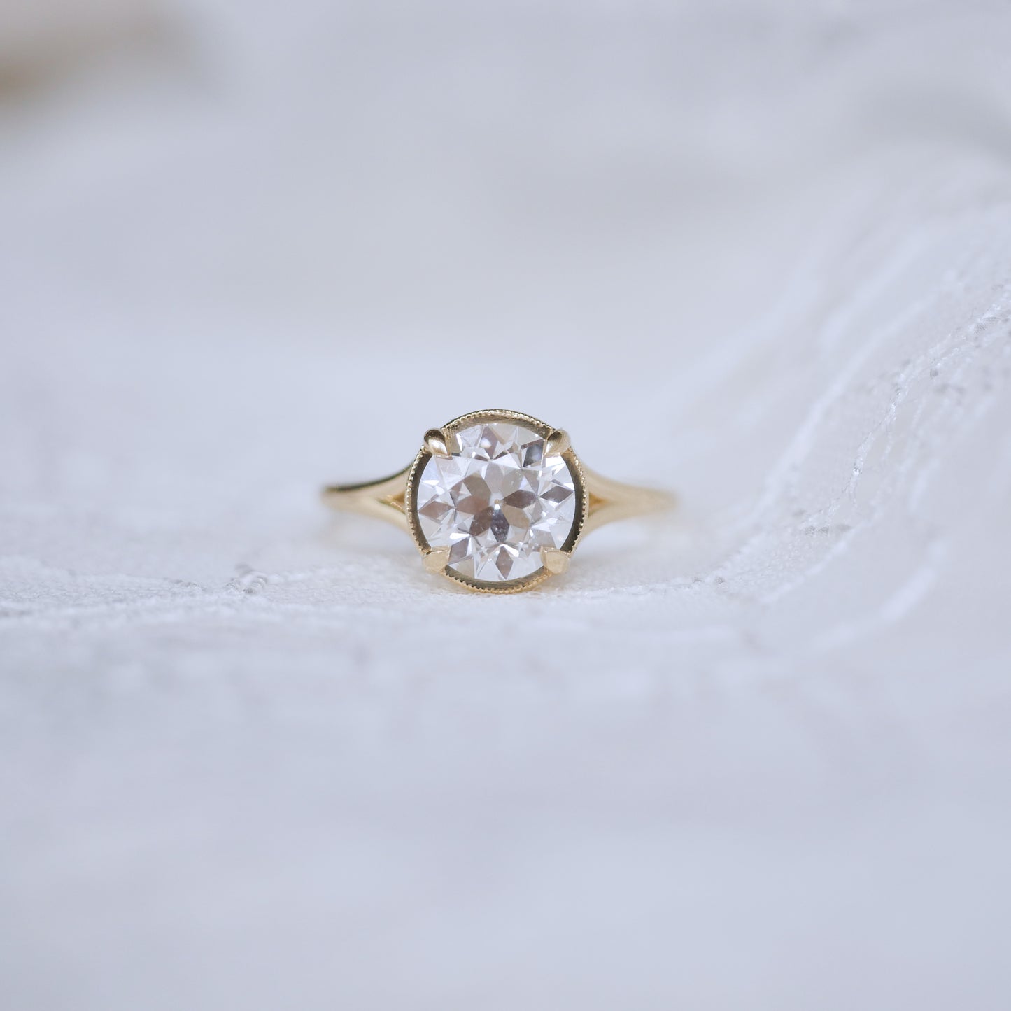 Split Shank Old European Cut Diamond Solitaire