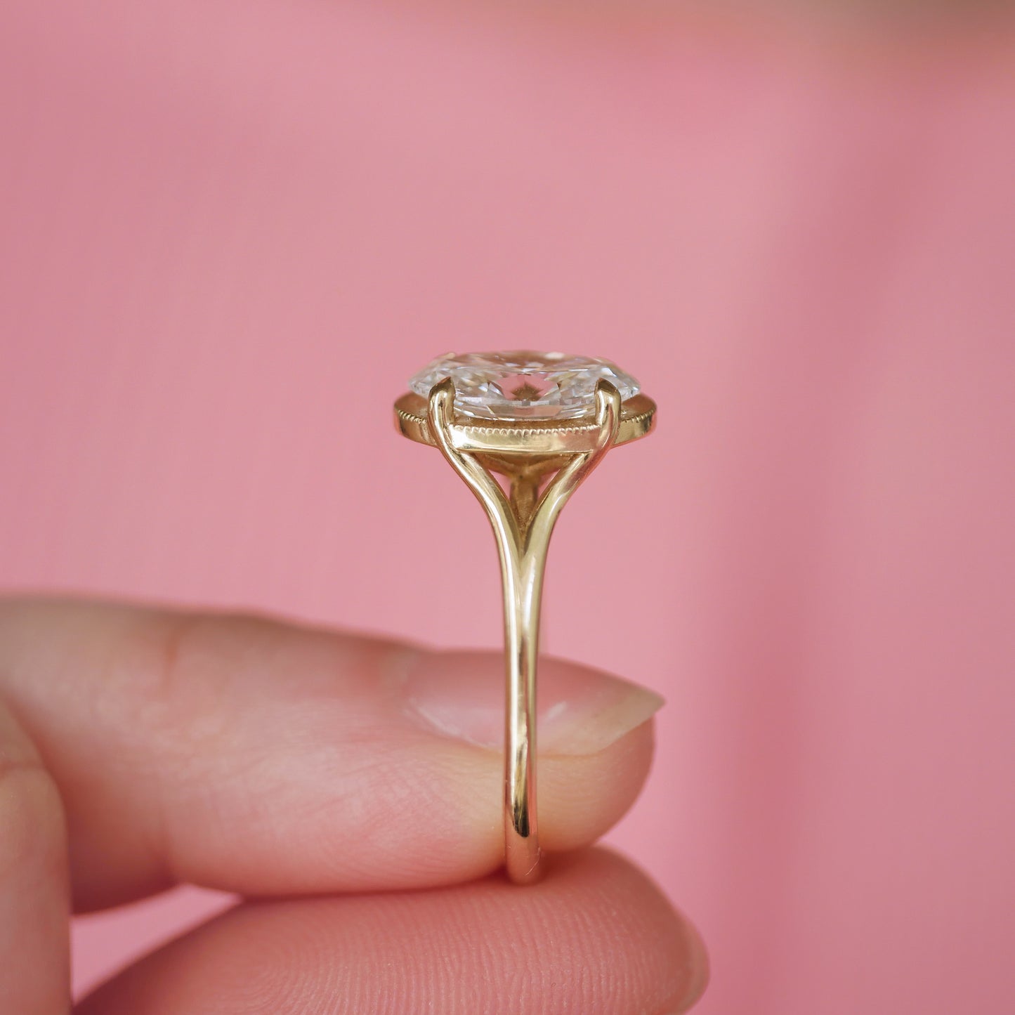 Split Shank Oval Diamond Solitaire Ring