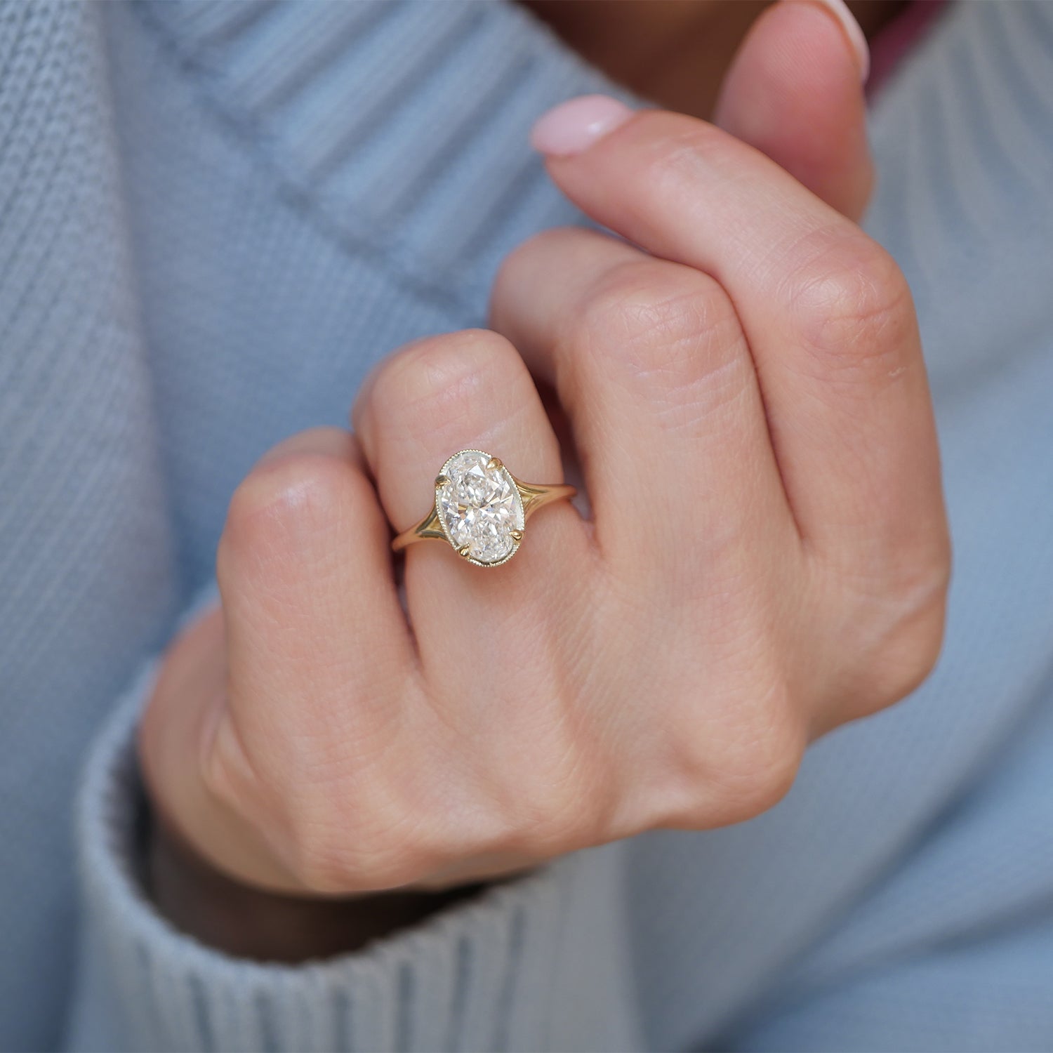 Wedding Band Modern Oval Engagement Rings Split Shank Oval Cut