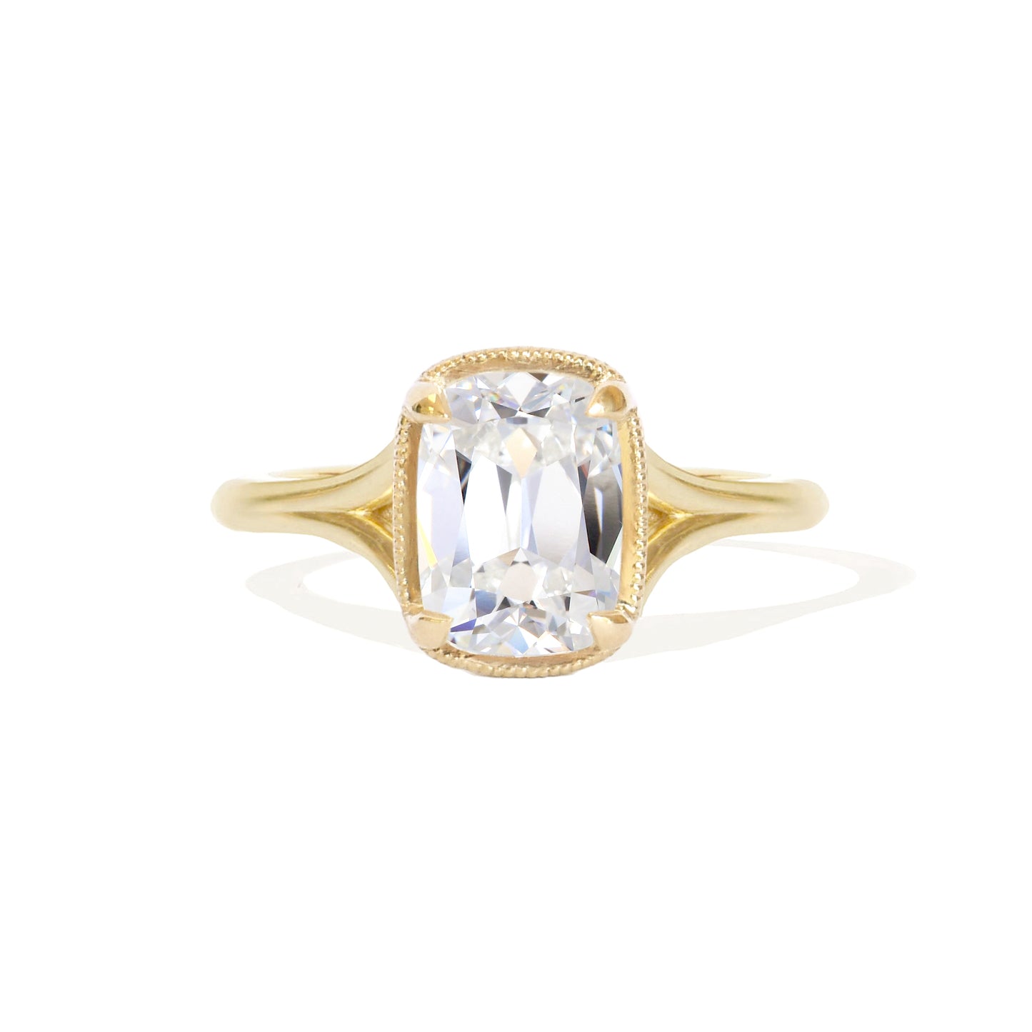 Split Shank Elongated Antique Cushion Cut Solitaire