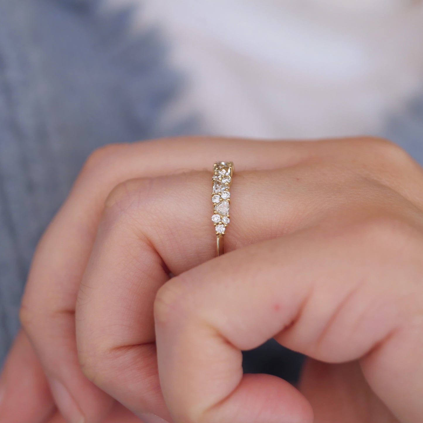 Trillion & Round Diamond Mosaic Band