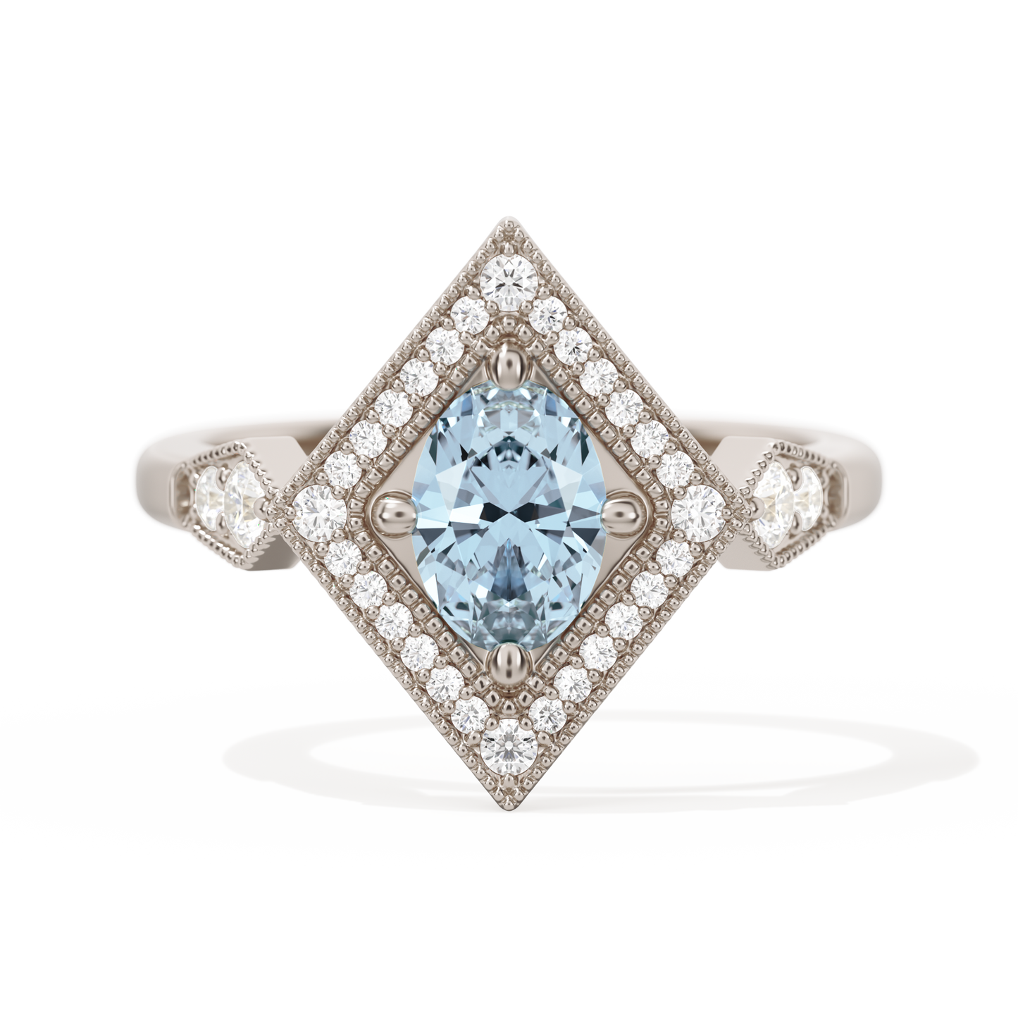 Diamond Shape Halo Oval