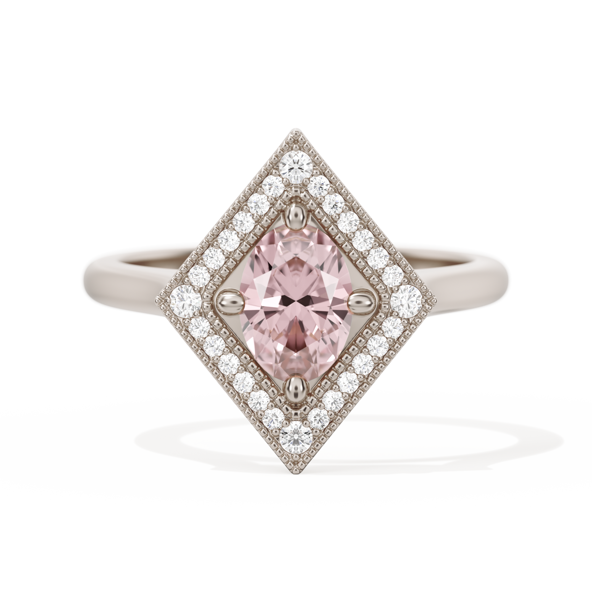 Diamond Shape Halo Oval