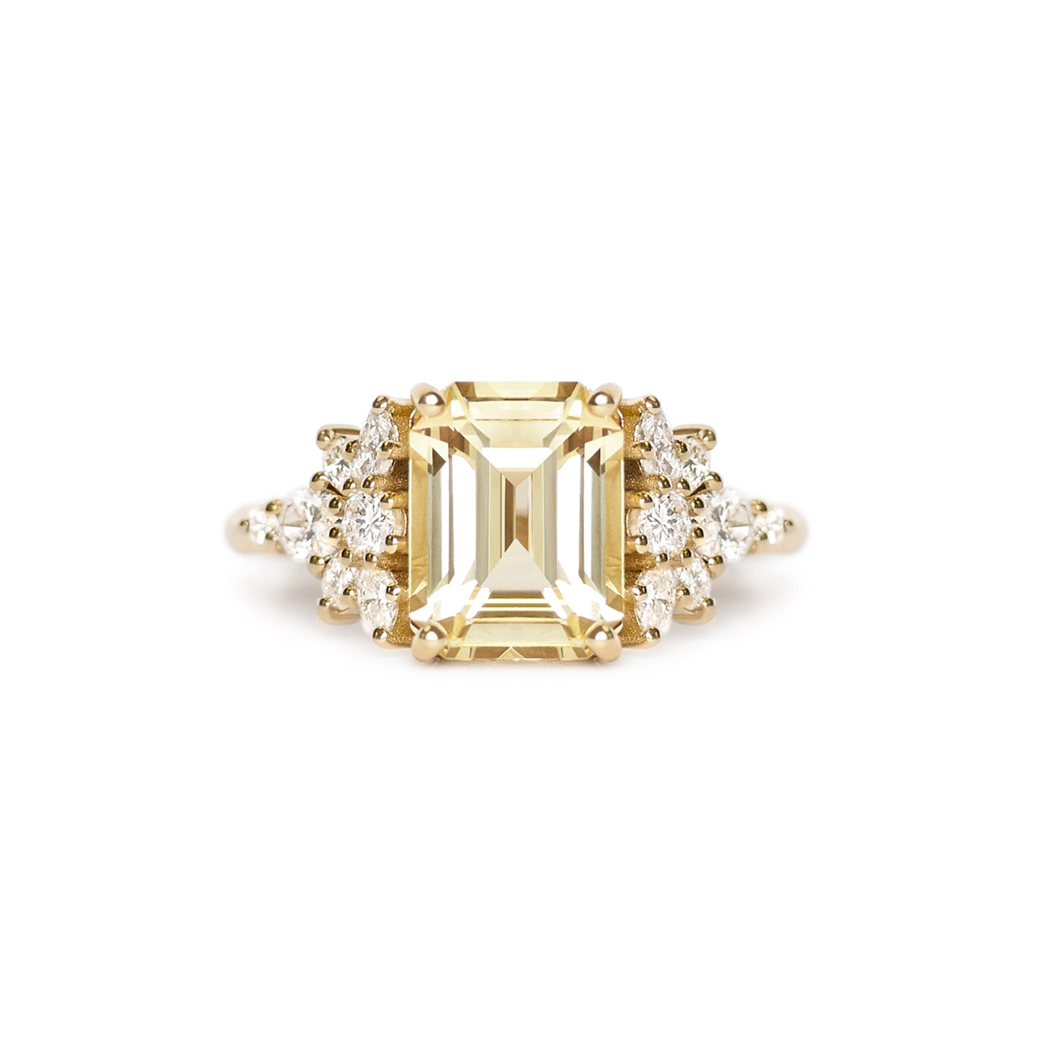 Yellow Sapphire Daisy Diamond Ring