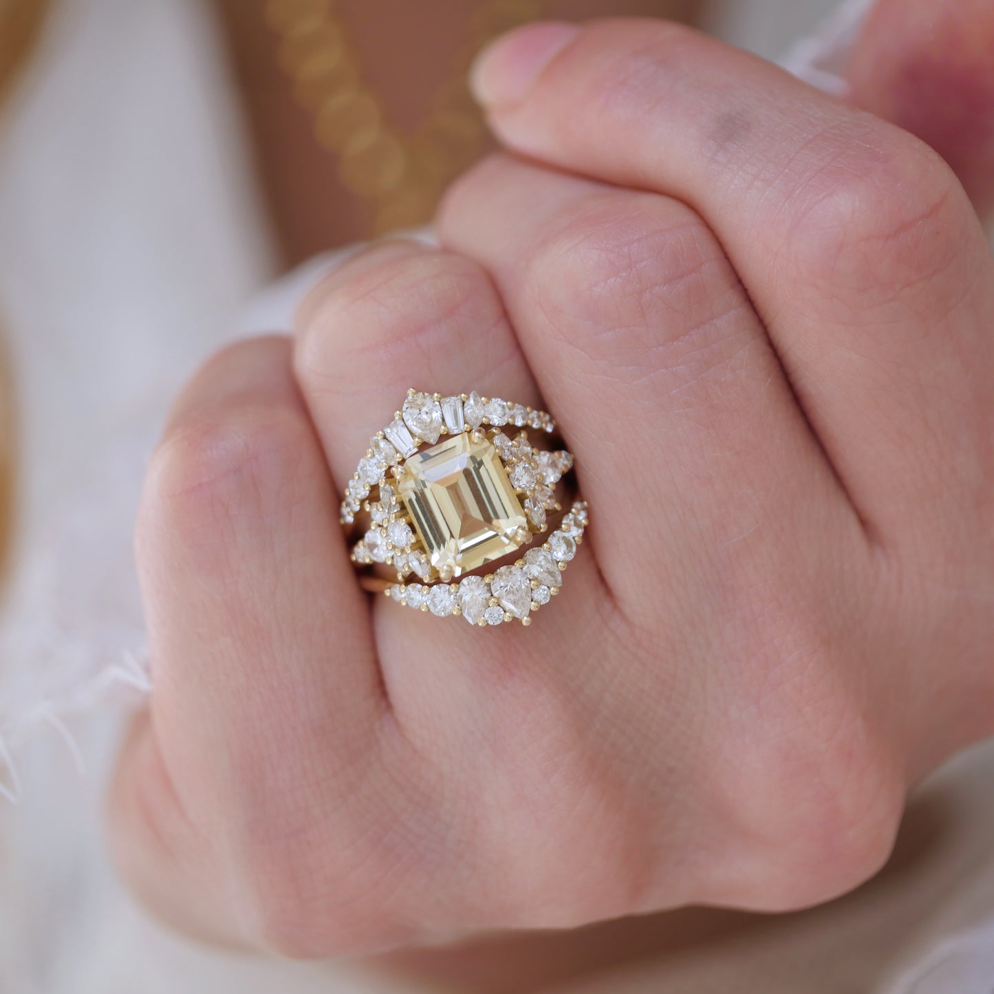 Yellow Sapphire Daisy Diamond Ring