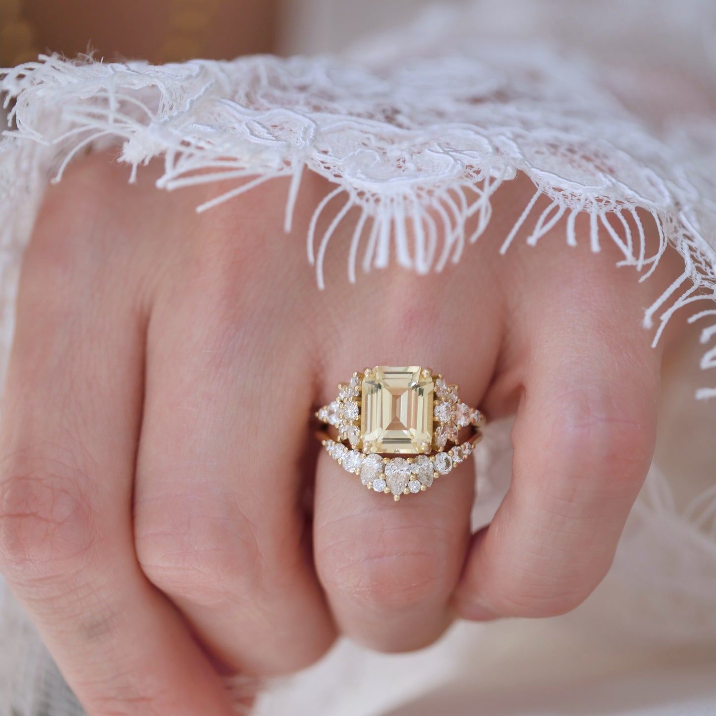 Yellow Sapphire Daisy Diamond Ring