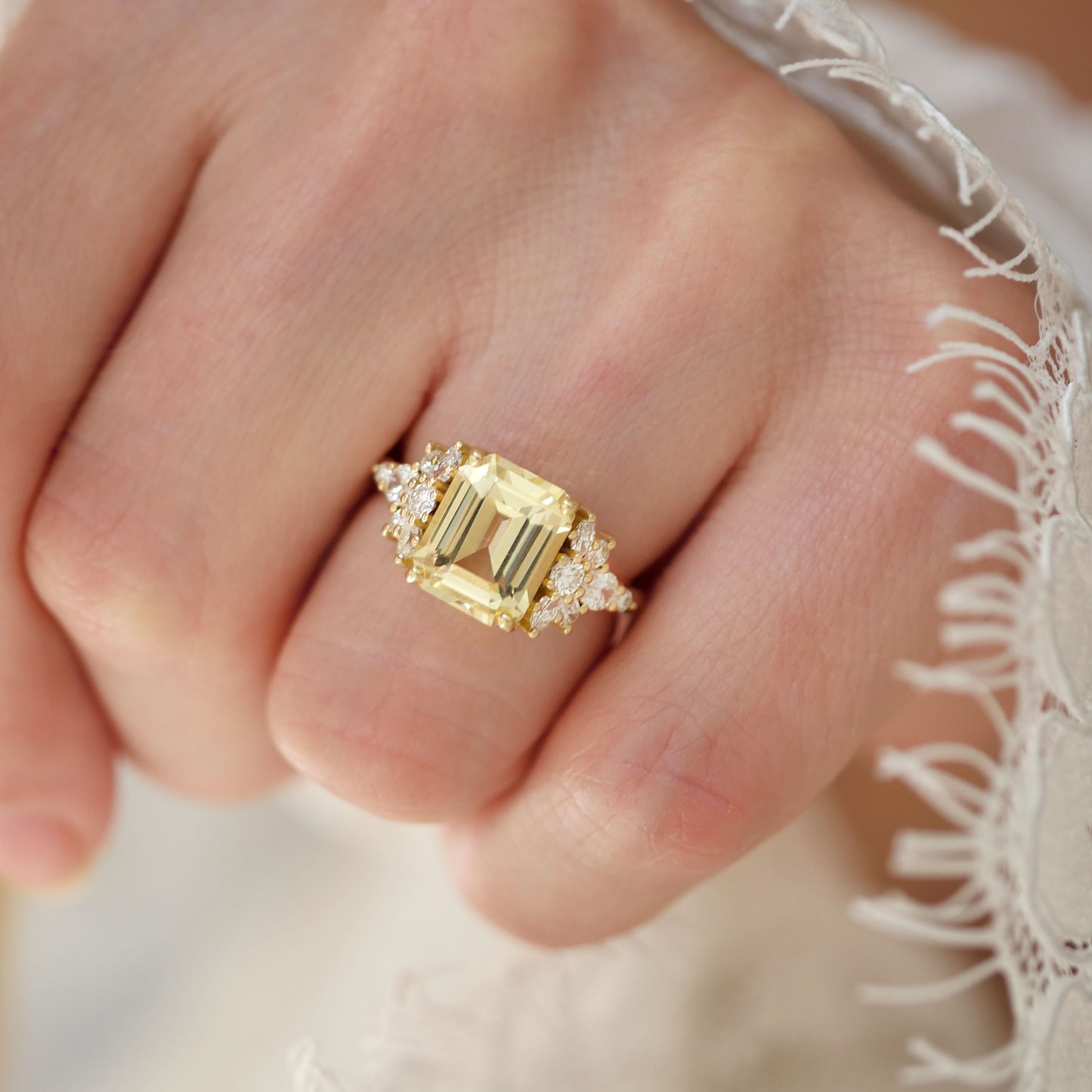 Yellow Sapphire Daisy Diamond Ring