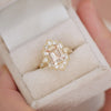 Peach Sapphire Deco Emerald & Pear Diamond Mosaic Ring