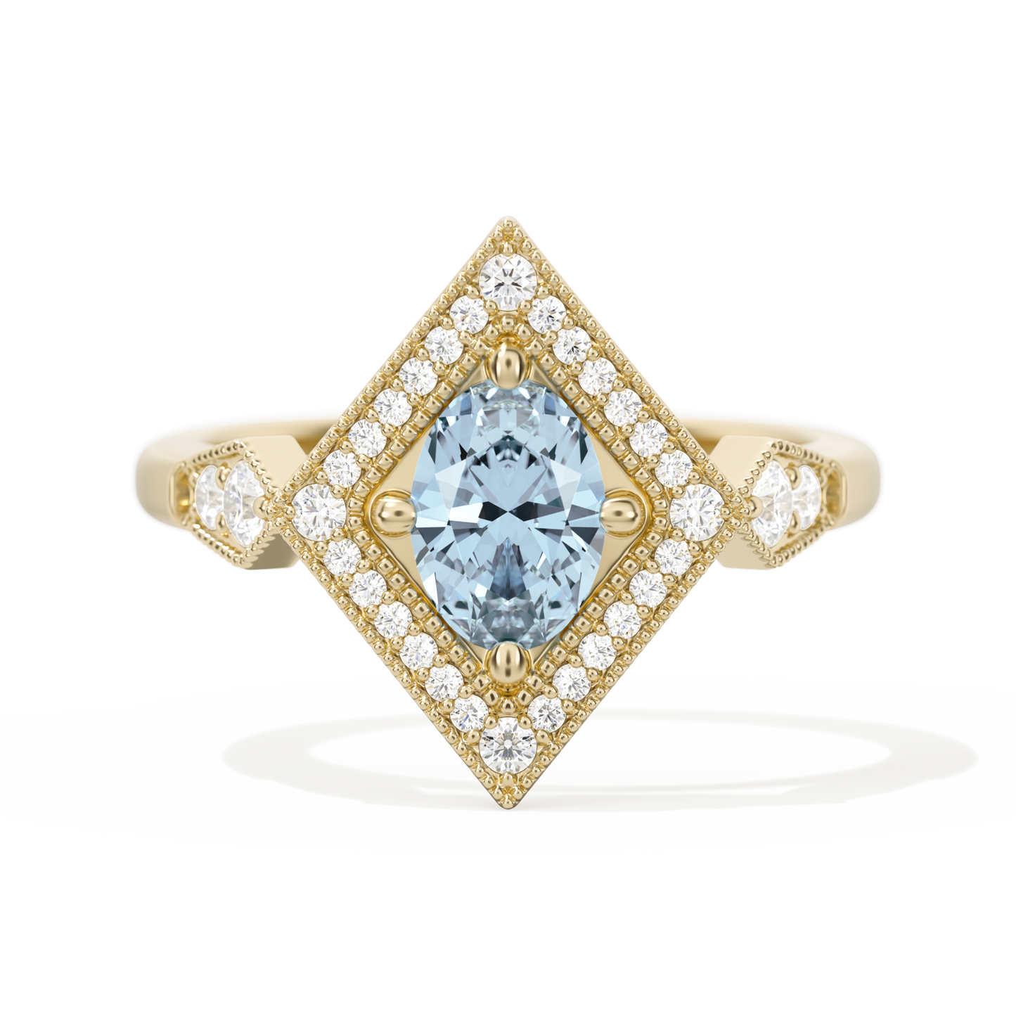 Diamond Shape Halo Oval