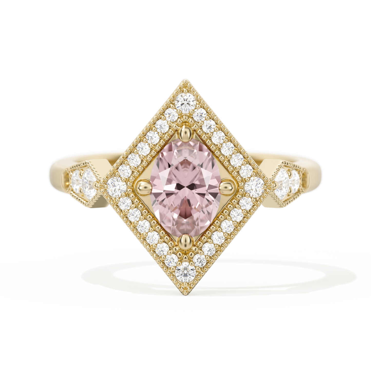 Diamond Shape Halo Oval