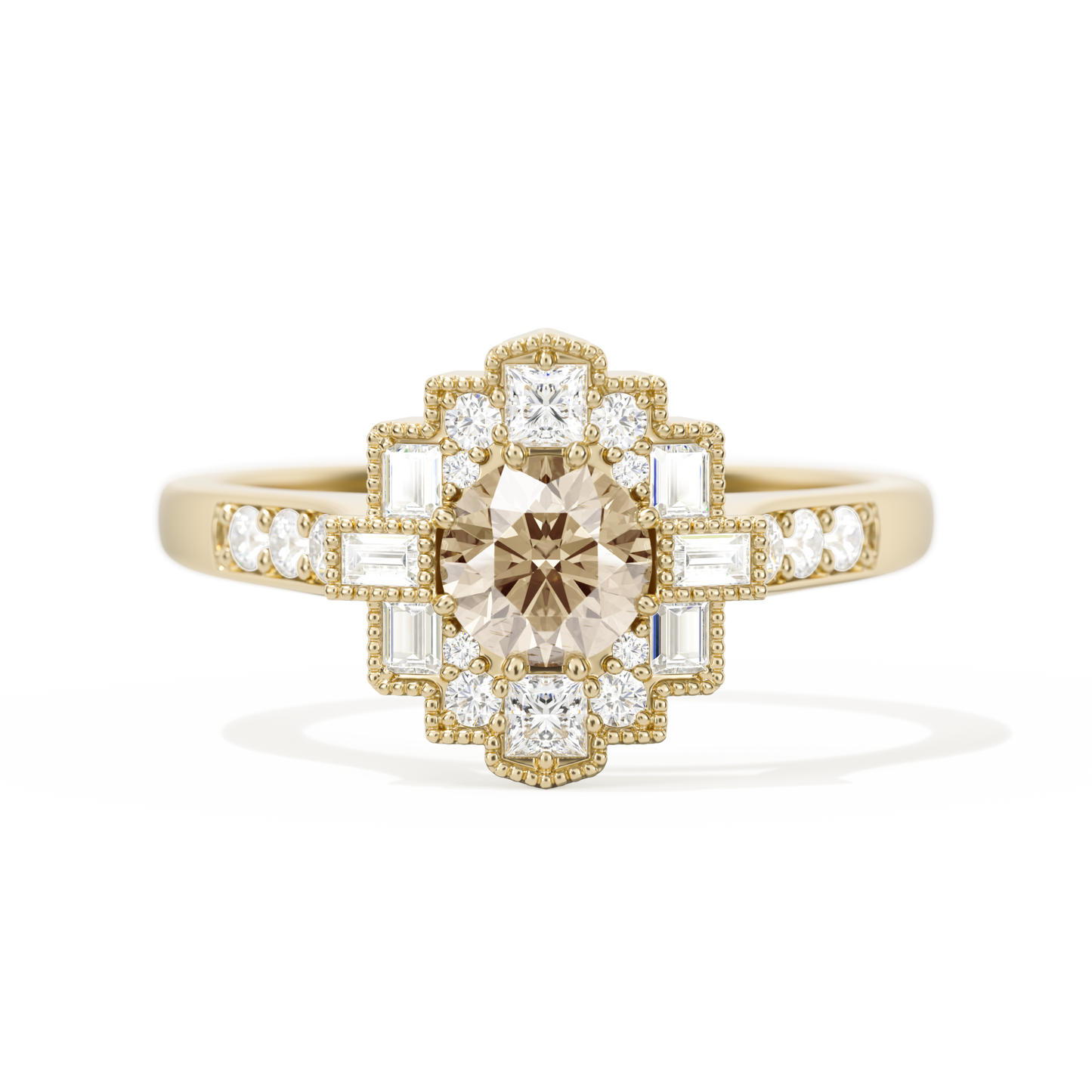 Square Deco with Round Brilliant Cut