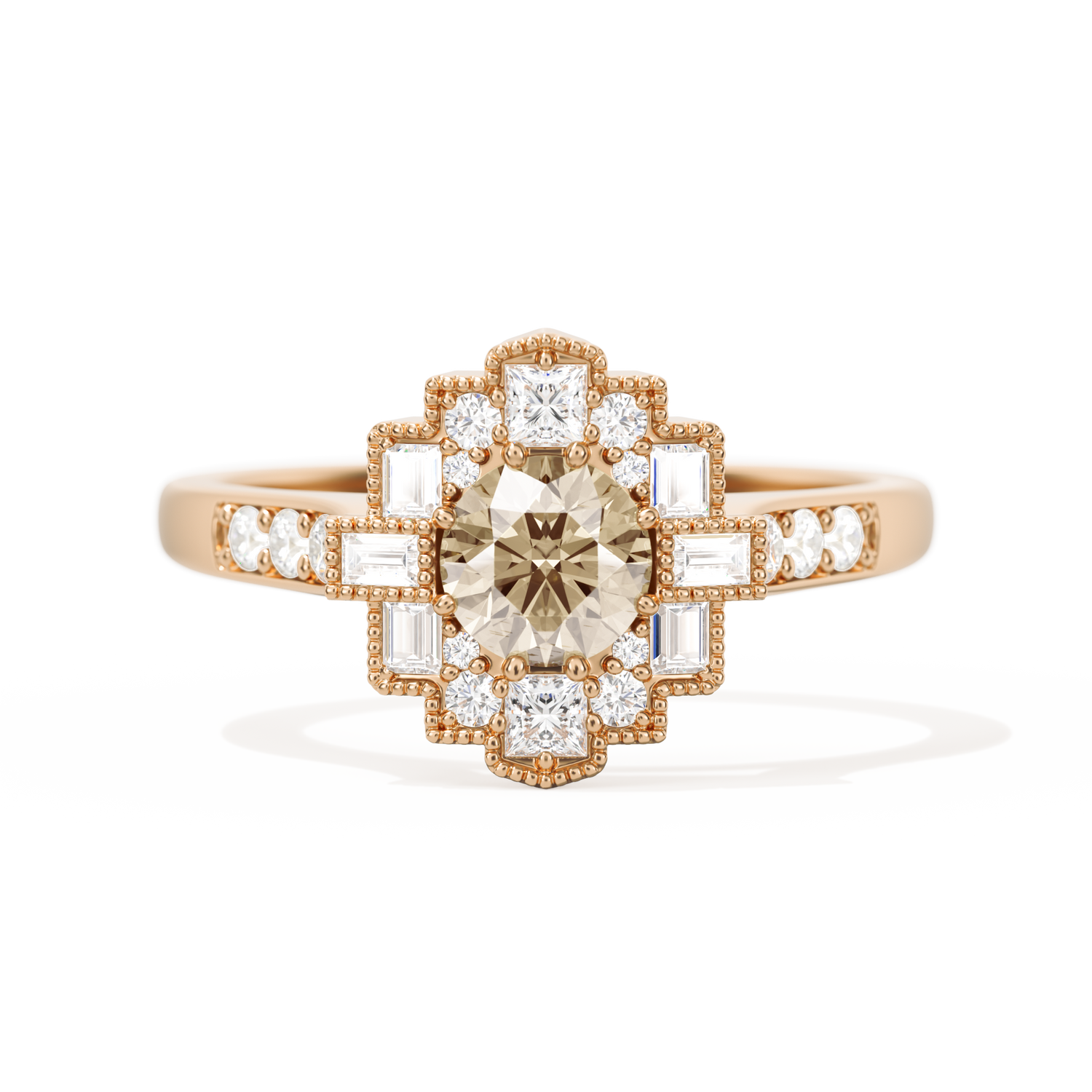 Square Deco with Round Brilliant Cut