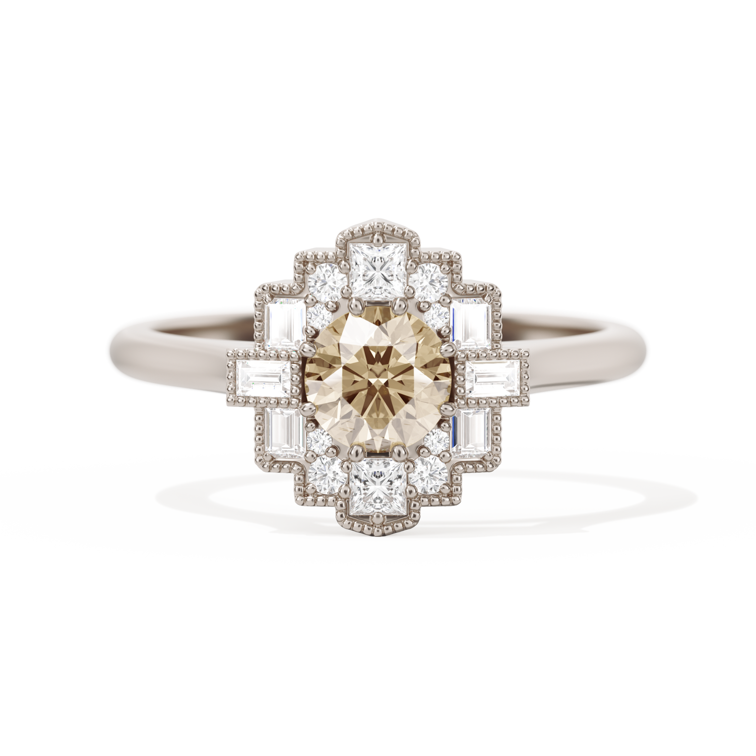 Square Deco with Round Brilliant Cut