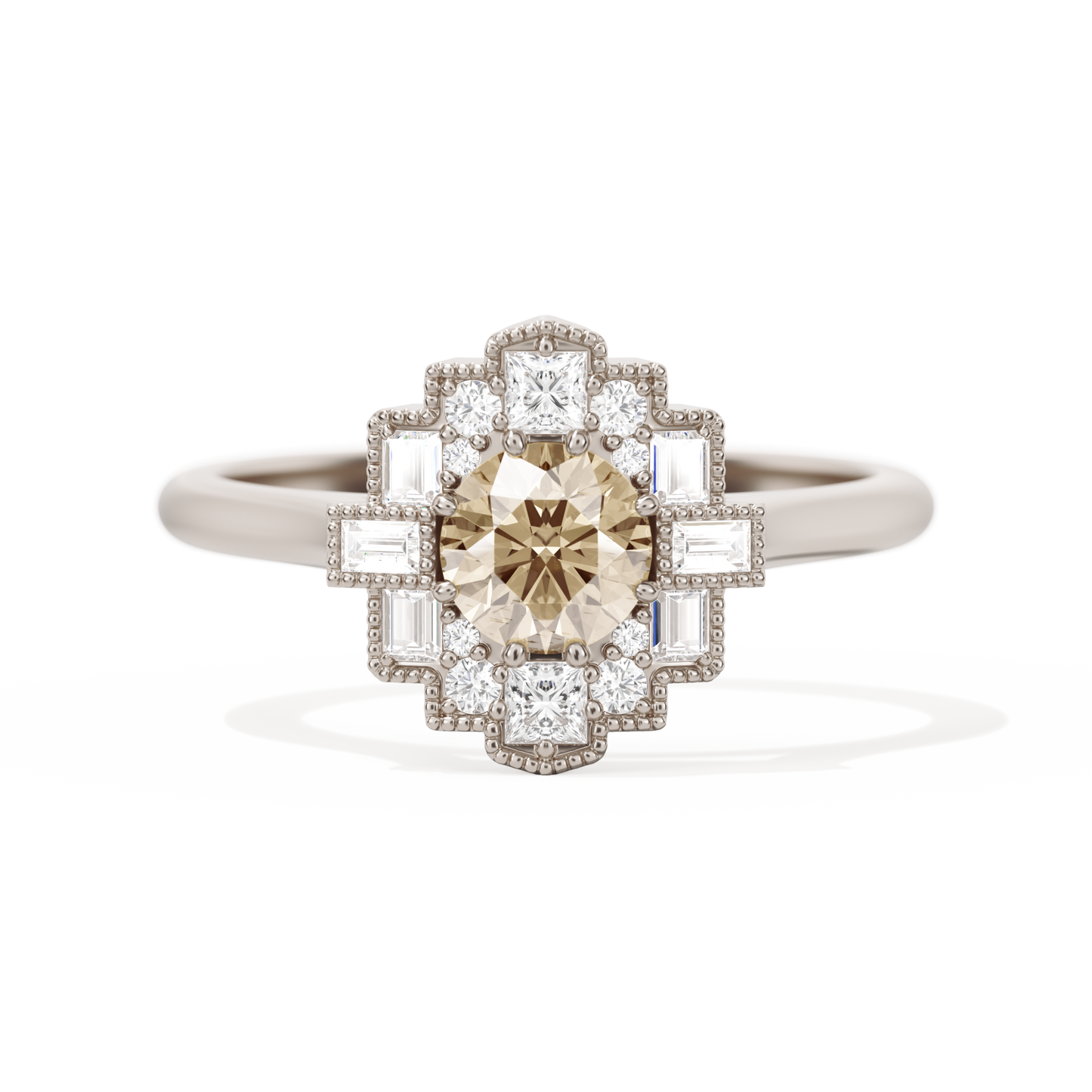 Square Deco with Round Brilliant Cut