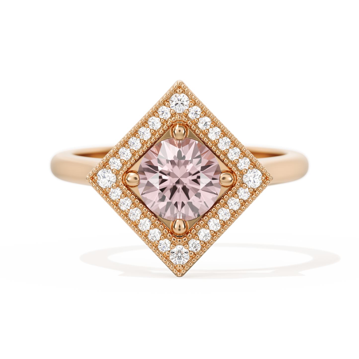 Diamond Shape Halo Round