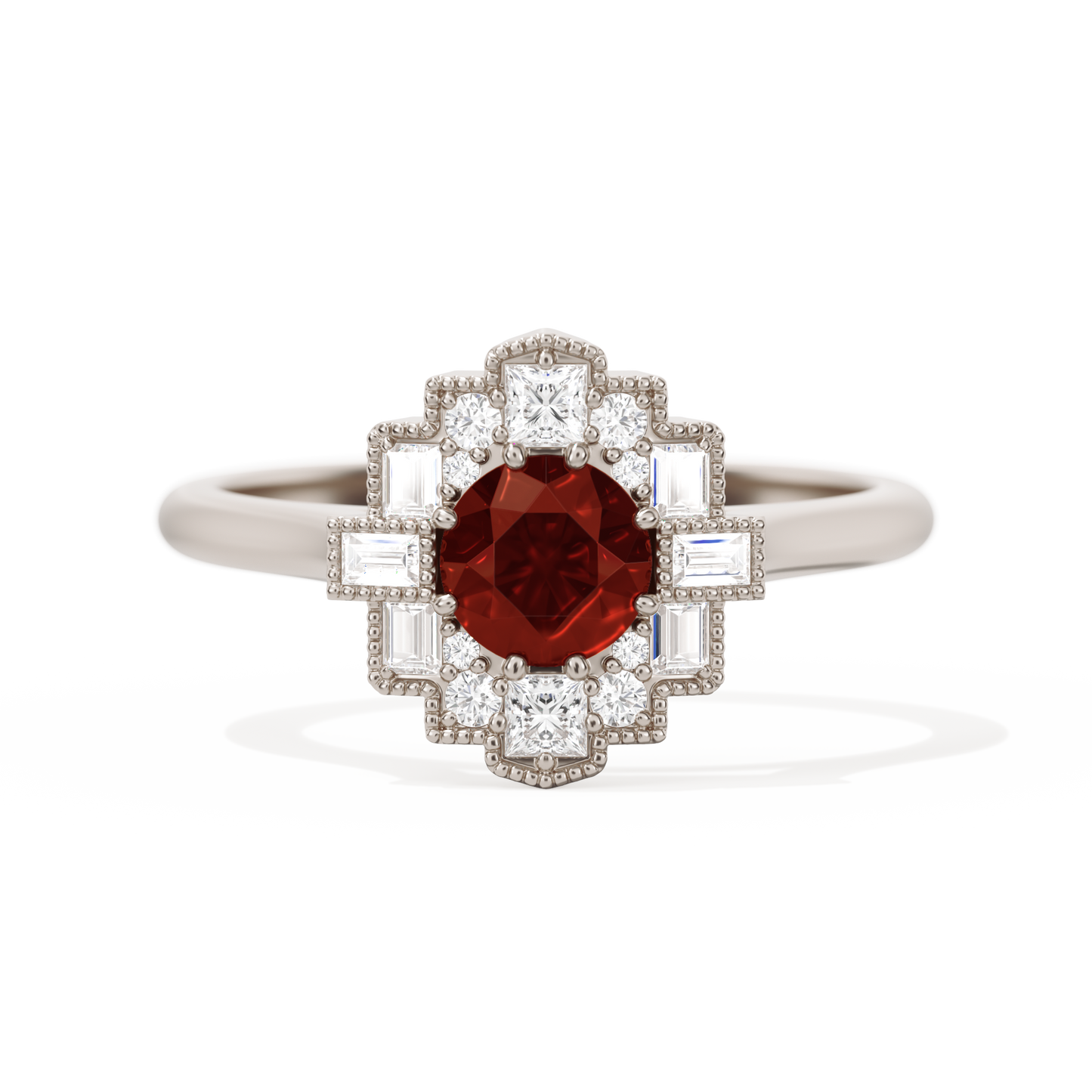 Square Deco with Round Brilliant Cut