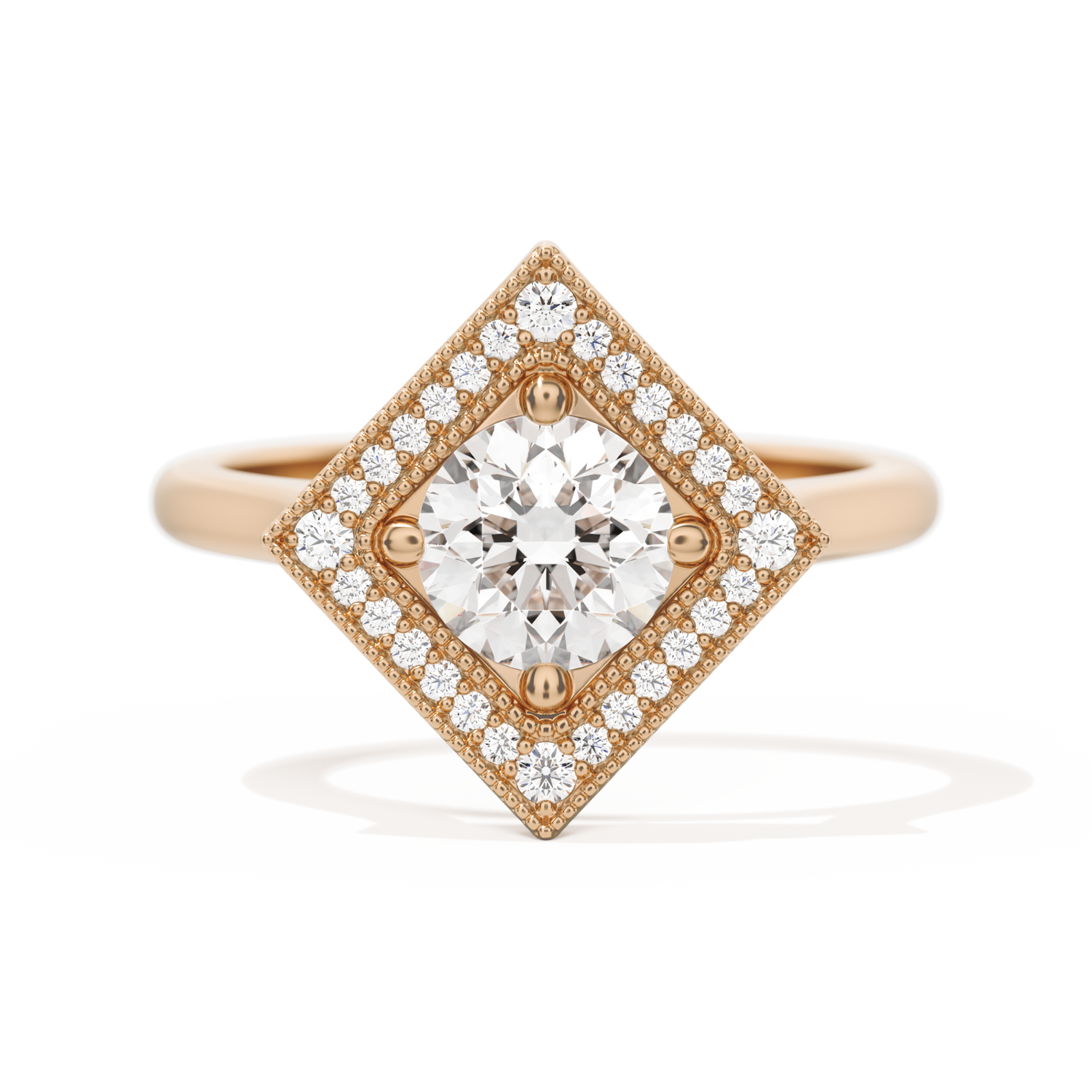 Diamond Shape Halo Round