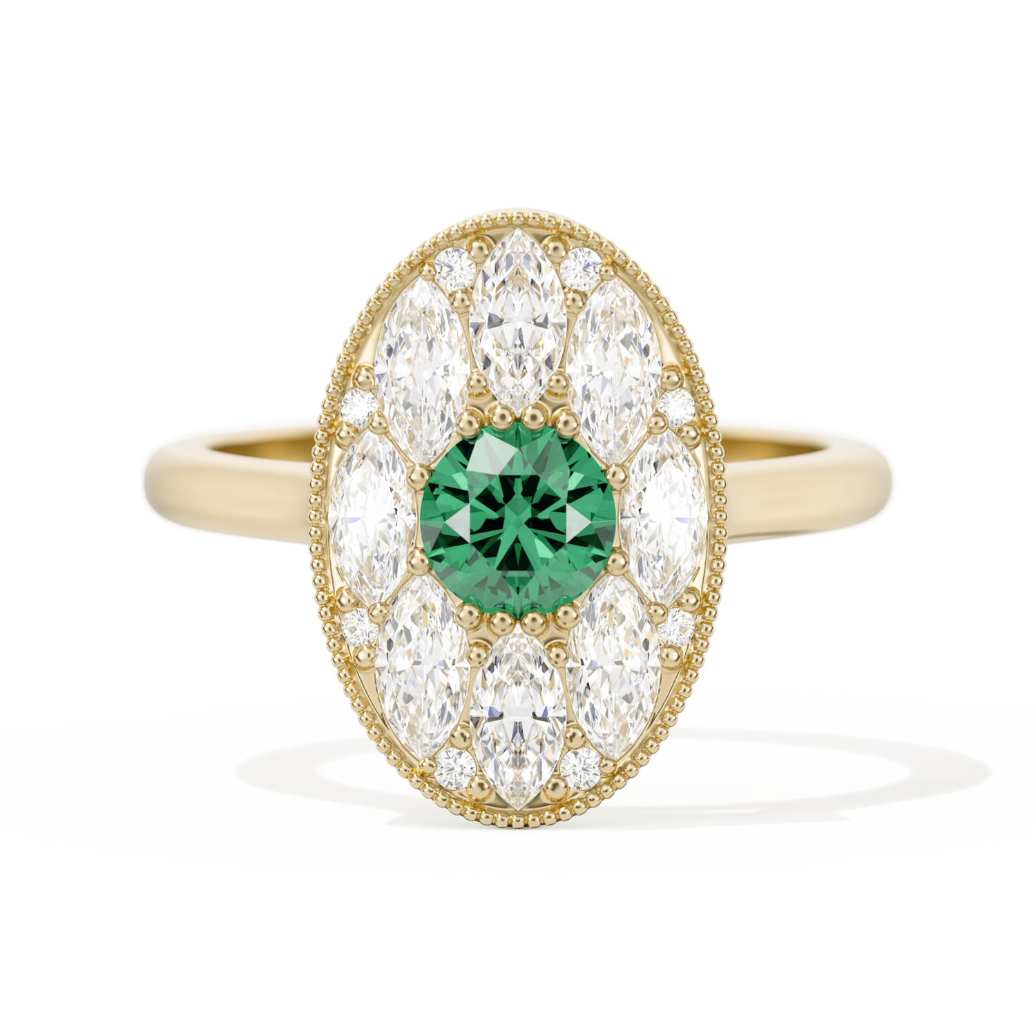 Round with Feather Marquise