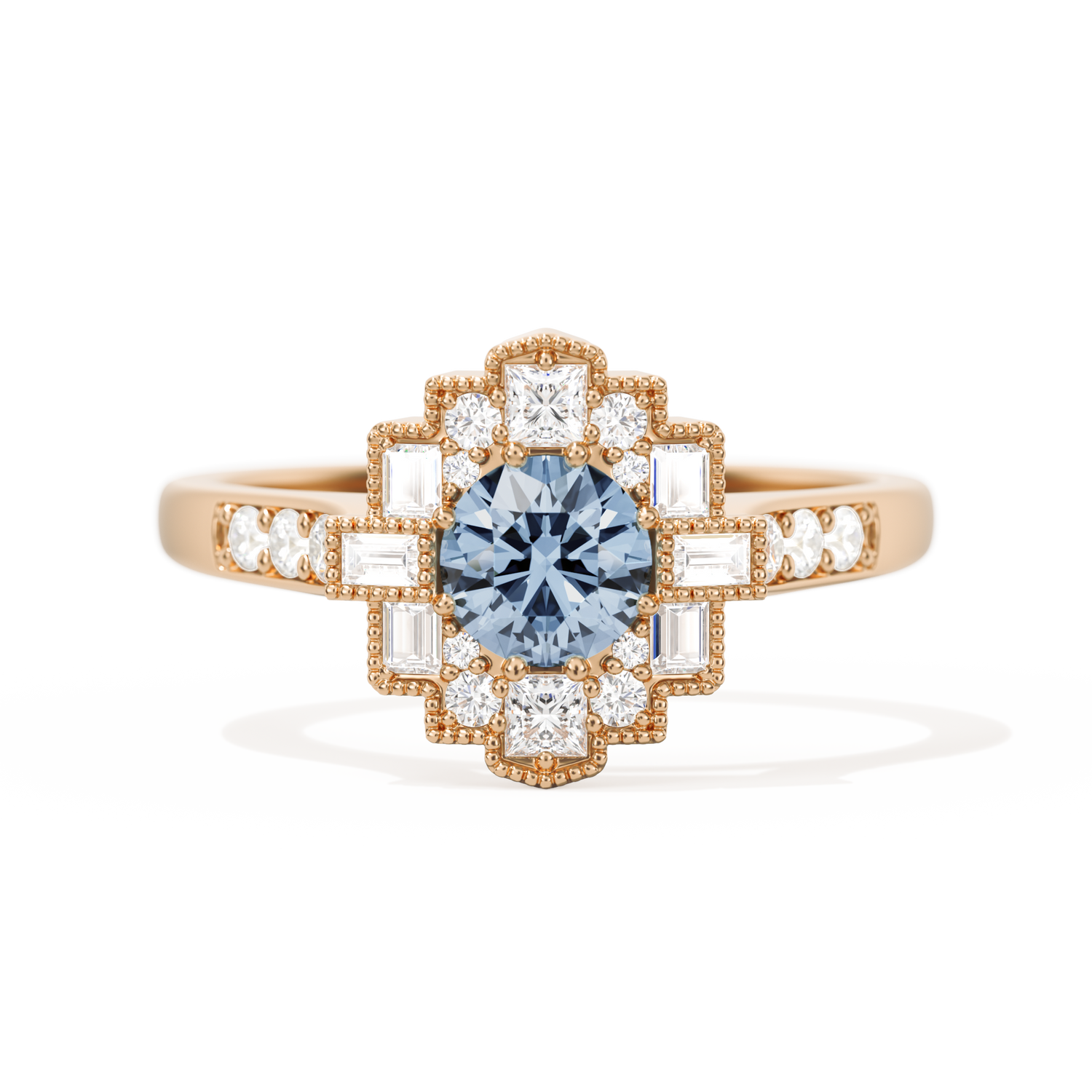 Square Deco with Round Brilliant Cut