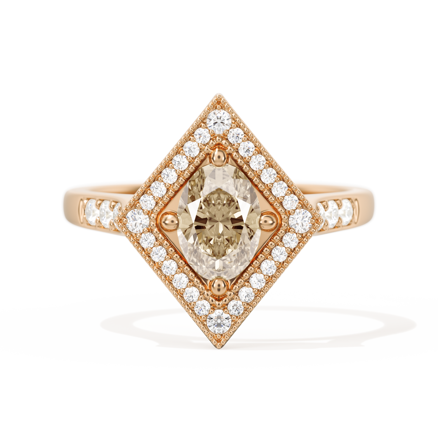 Diamond Shape Halo Oval