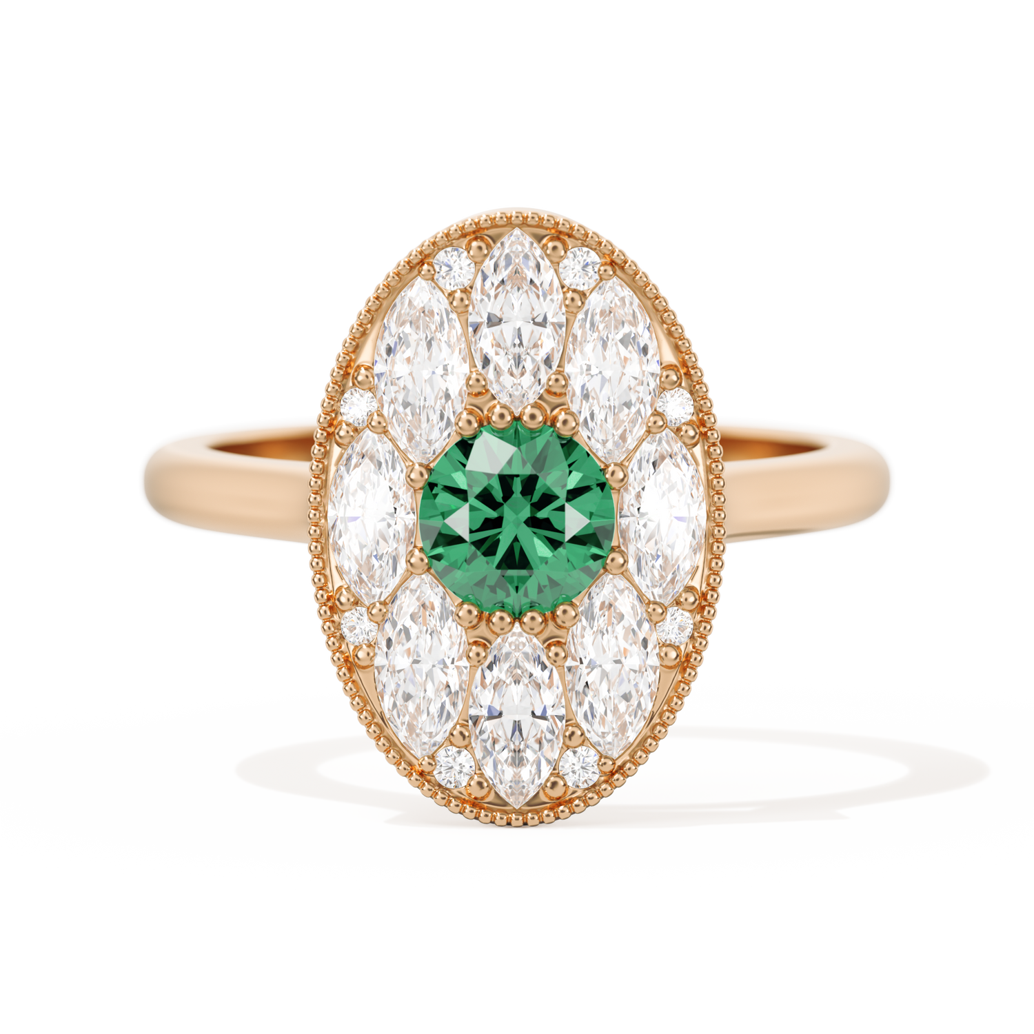 Round with Feather Marquise