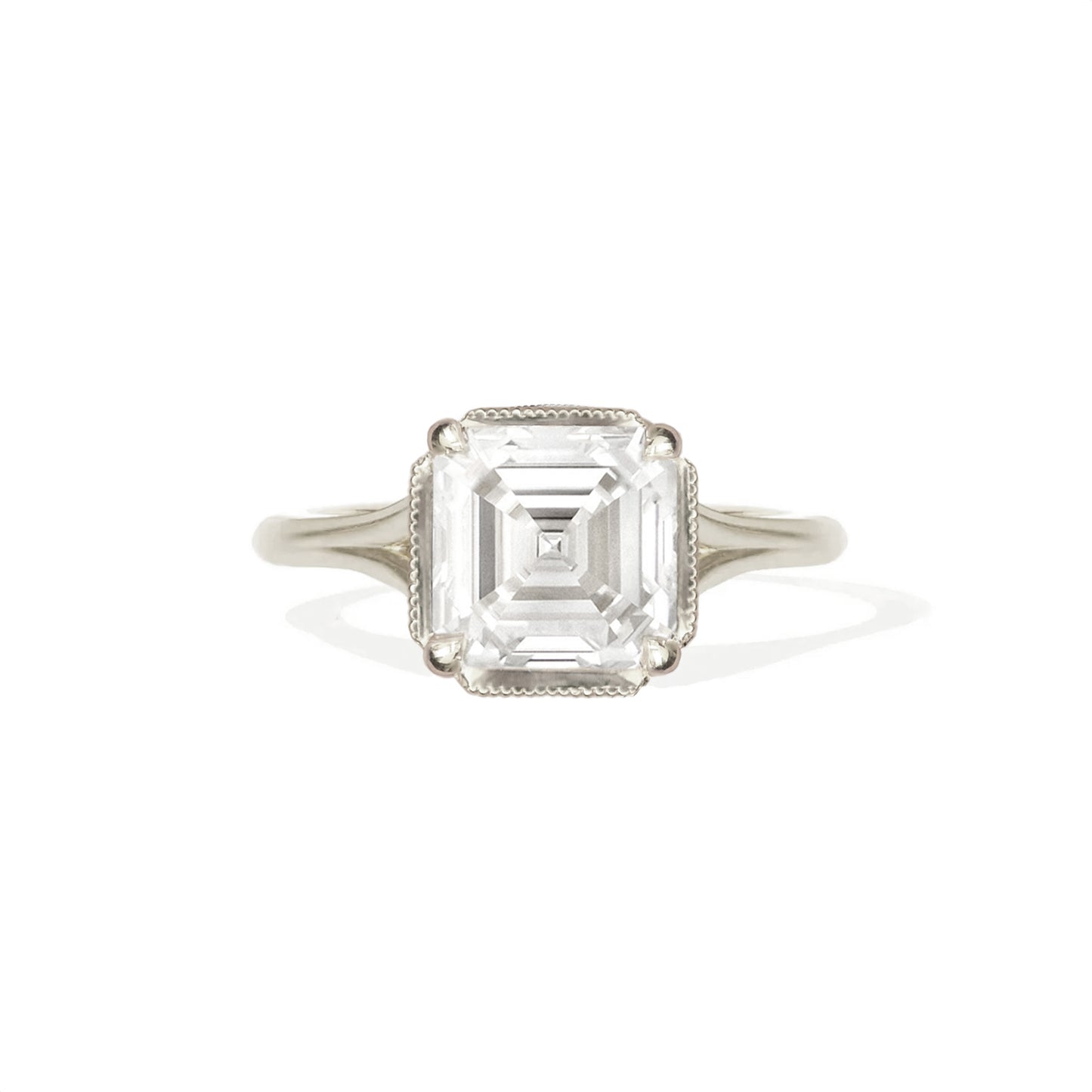 Split Shank Asscher Cut Lab Diamond Solitaire