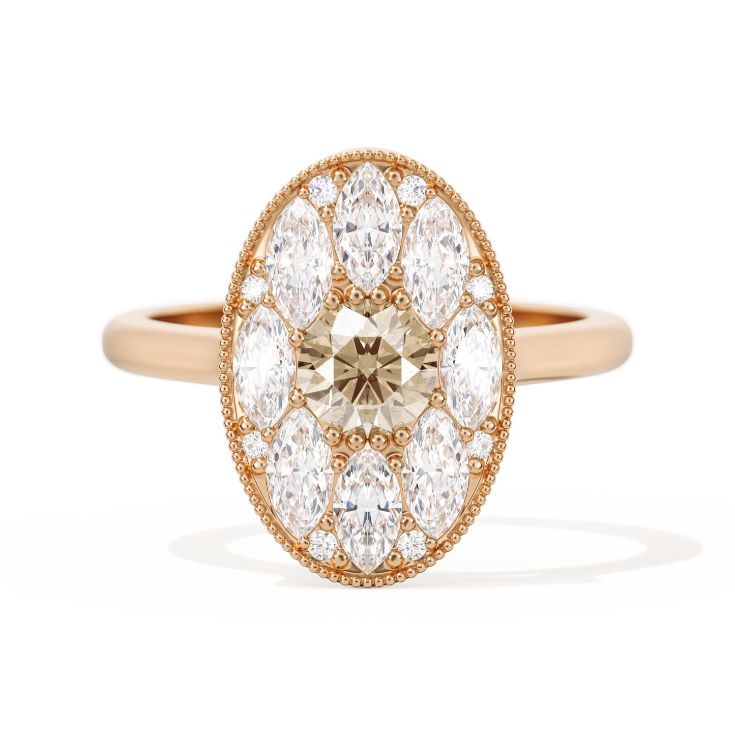 Round with Feather Marquise