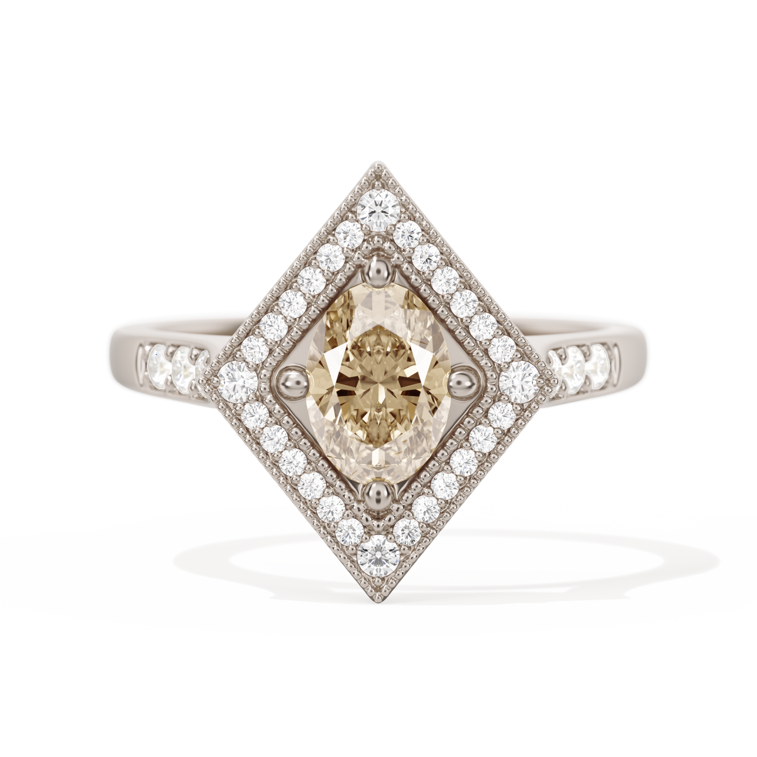 Diamond Shape Halo Oval
