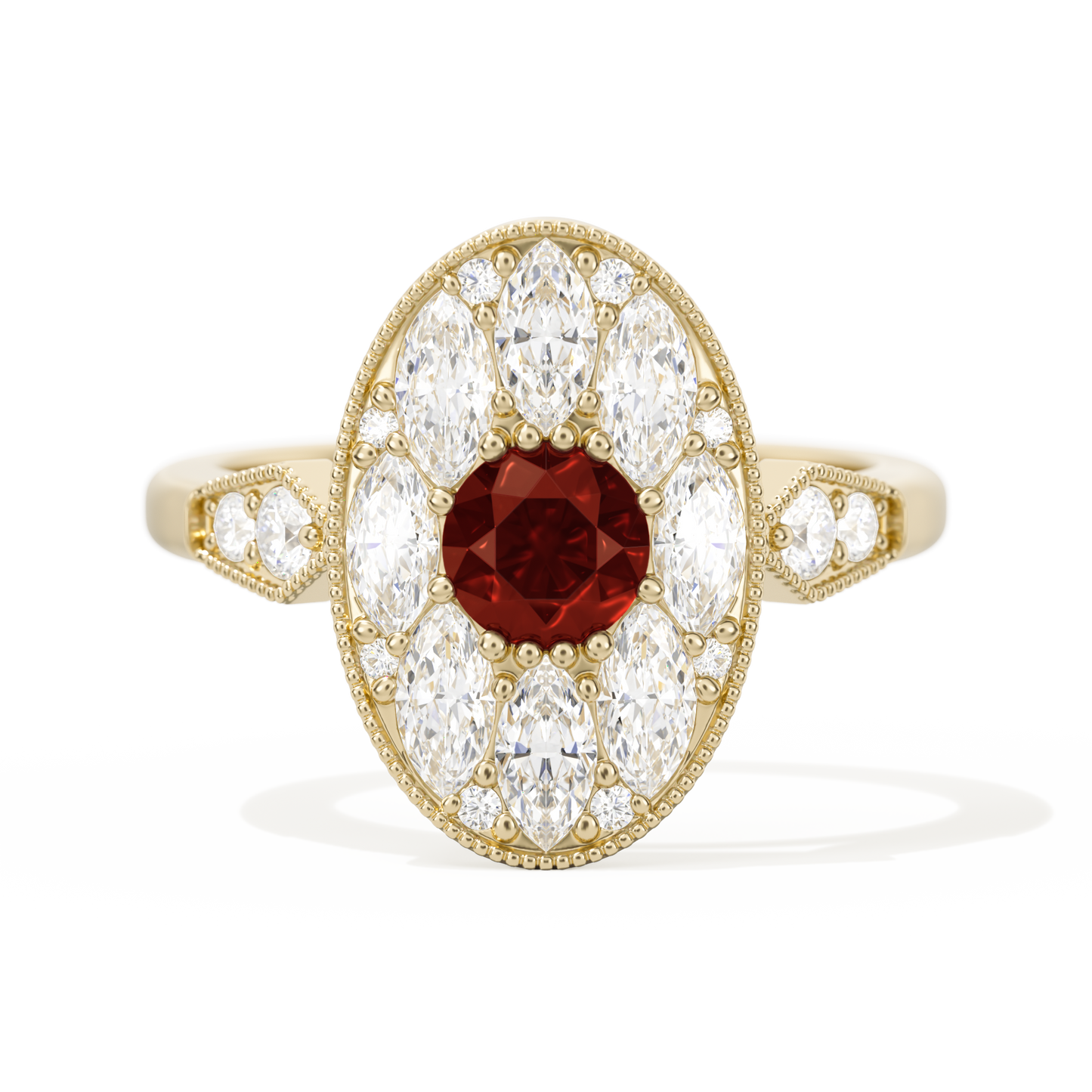 Round with Feather Marquise