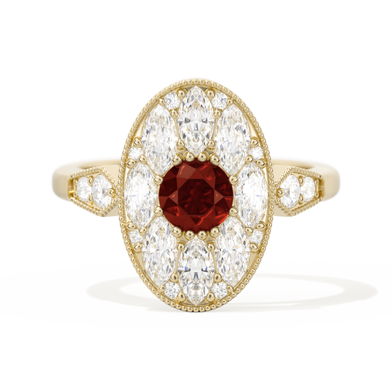 Round with Feather Marquise