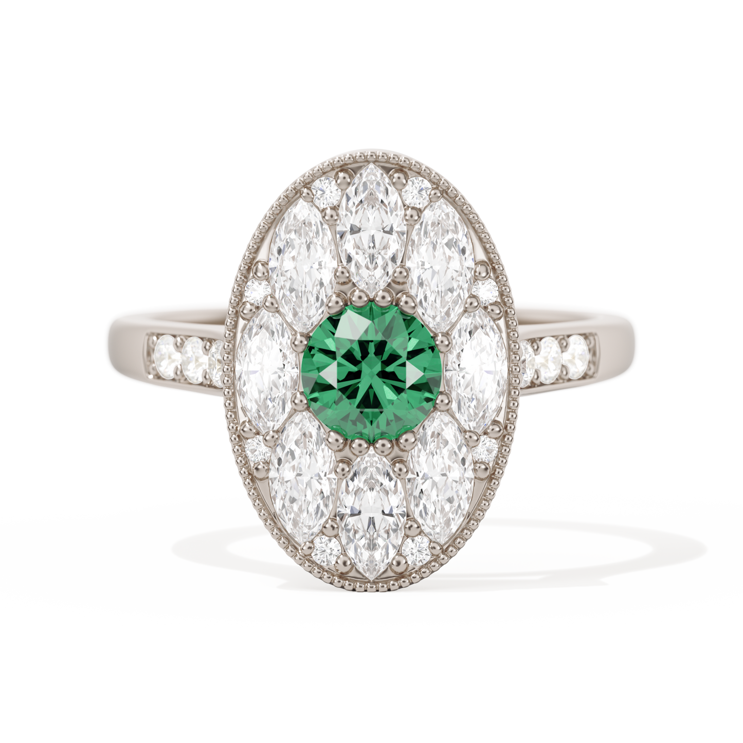 Round with Feather Marquise